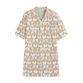 Corgi Butt Pattern Print Cotton Hawaiian Shirt
