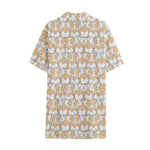 Corgi Butt Pattern Print Cotton Hawaiian Shirt