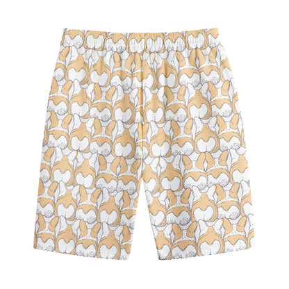 Corgi Butt Pattern Print Cotton Shorts