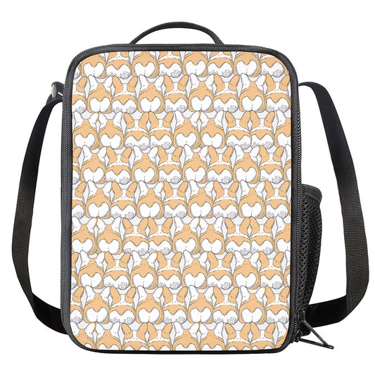 Corgi Butt Pattern Print Crossbody Lunch Bag