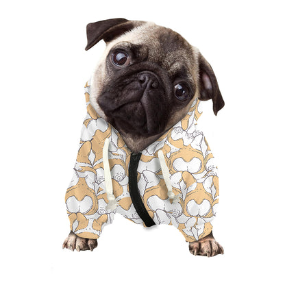 Corgi Butt Pattern Print Dog Zip Up Hoodie