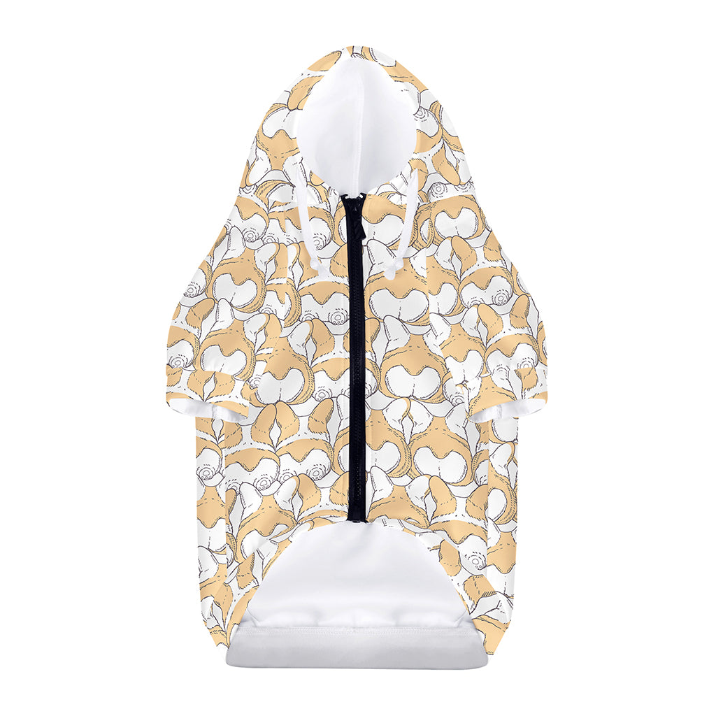 Corgi Butt Pattern Print Dog Zip Up Hoodie