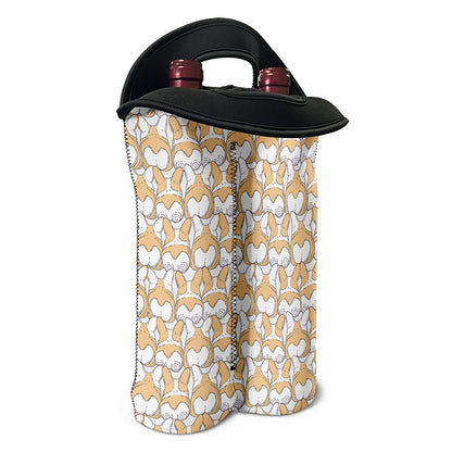 Corgi Butt Pattern Print Double Neoprene Wine Tote