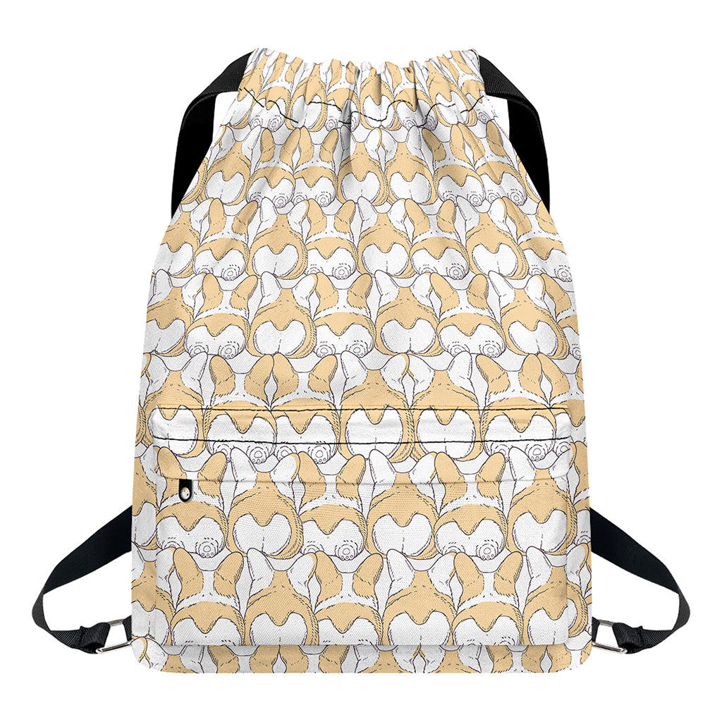 Corgi Butt Pattern Print Drawstring Backpack