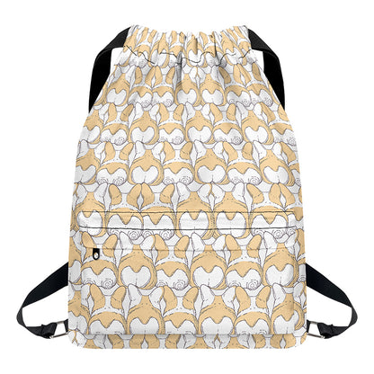 Corgi Butt Pattern Print Drawstring Backpack