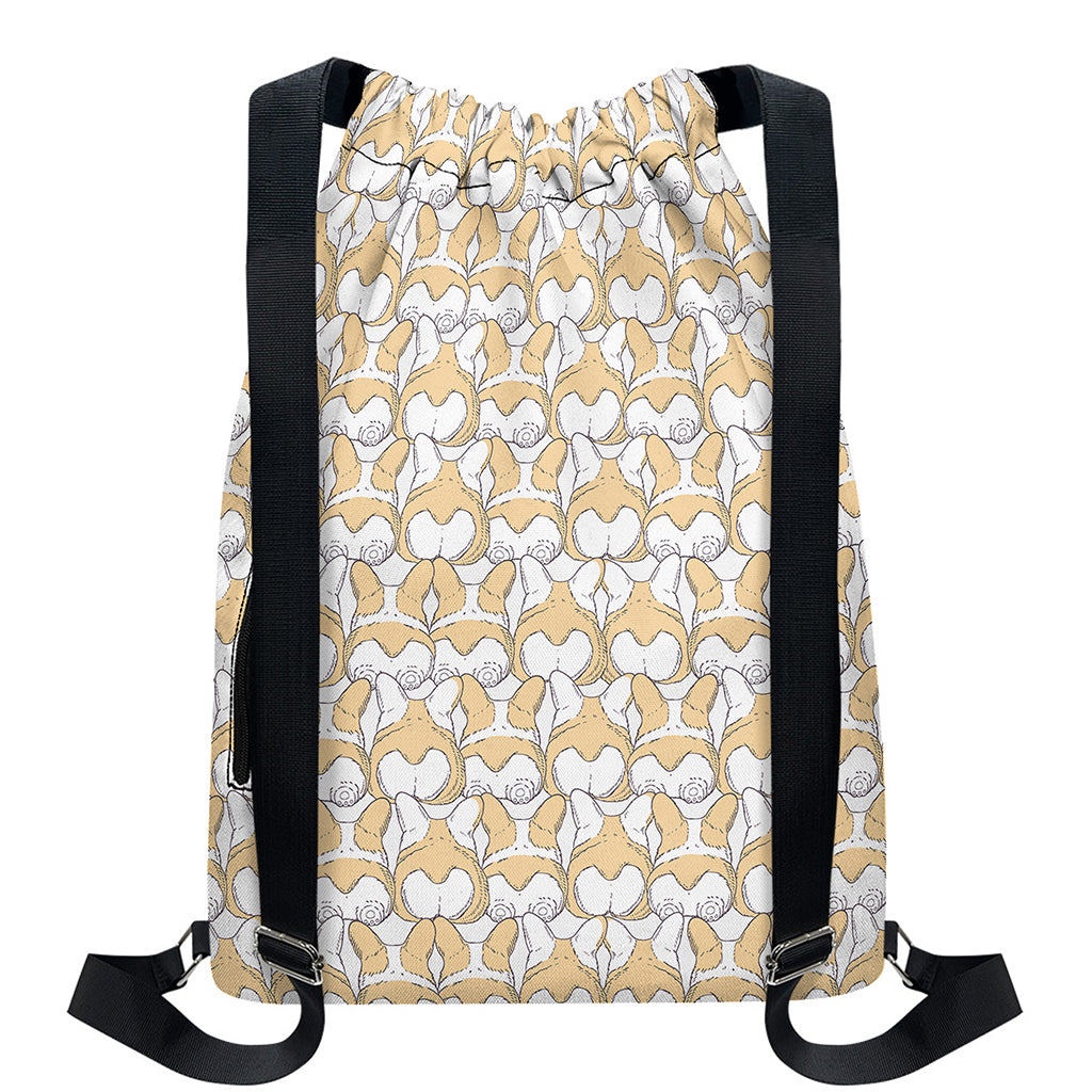 Corgi Butt Pattern Print Drawstring Backpack