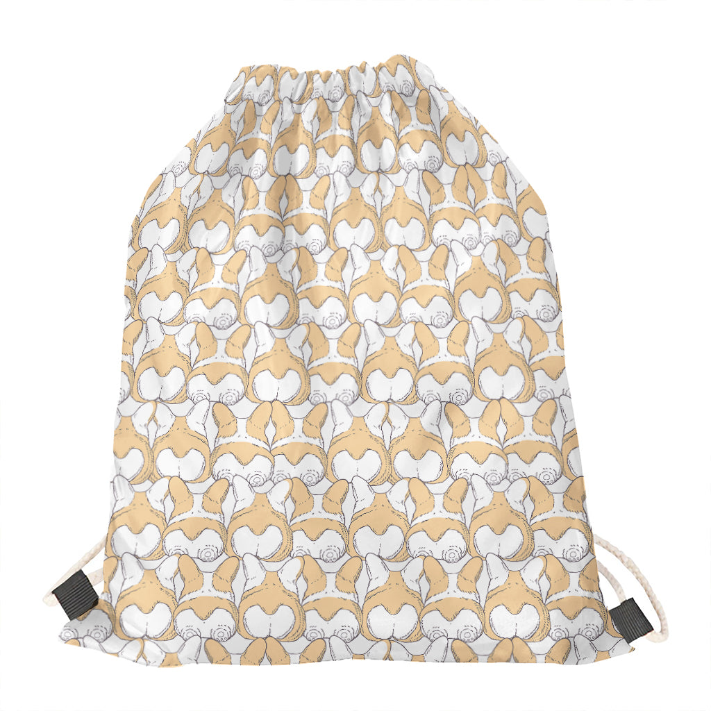 Corgi Butt Pattern Print Drawstring Bag