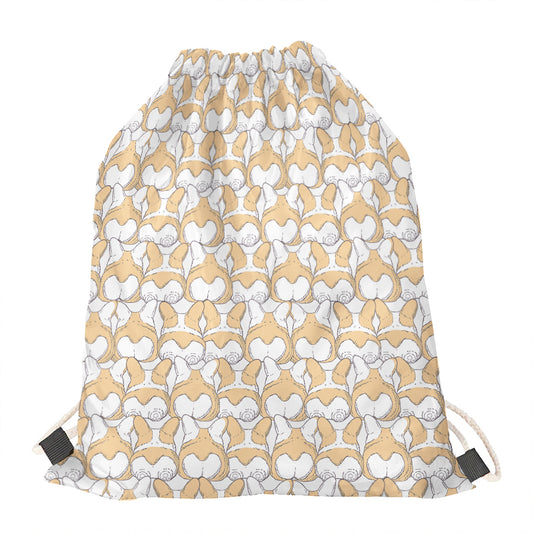 Corgi Butt Pattern Print Drawstring Bag