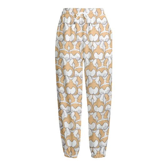 Corgi Butt Pattern Print Fleece Lined Knit Pants