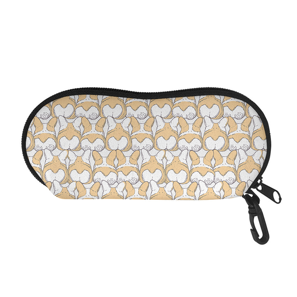 Corgi Butt Pattern Print Glasses Case