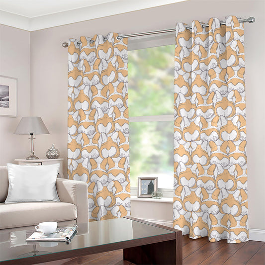 Corgi Butt Pattern Print Grommet Curtains