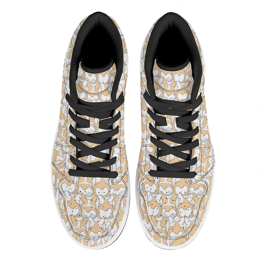 Corgi Butt Pattern Print High Top Leather Sneakers