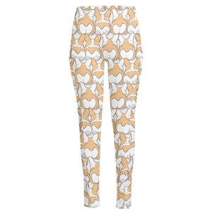 Corgi Butt Pattern Print High-Waisted Pocket Leggings