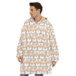 Corgi Butt Pattern Print Hoodie Blanket