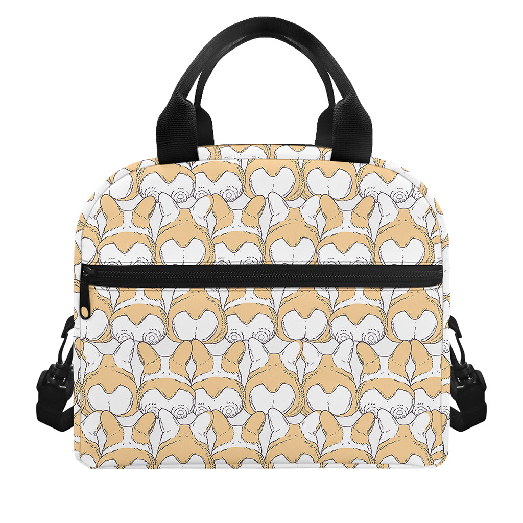 Corgi Butt Pattern Print Insulated Lunch Bag