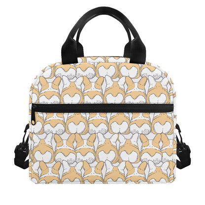 Corgi Butt Pattern Print Insulated Lunch Bag