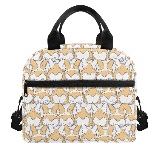 Corgi Butt Pattern Print Insulated Lunch Bag