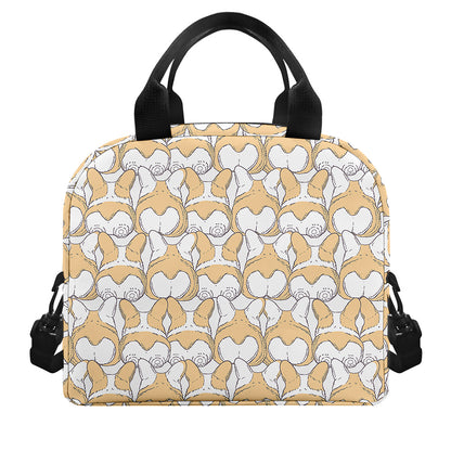 Corgi Butt Pattern Print Insulated Lunch Bag