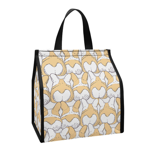 Corgi Butt Pattern Print Insulated Lunch Tote