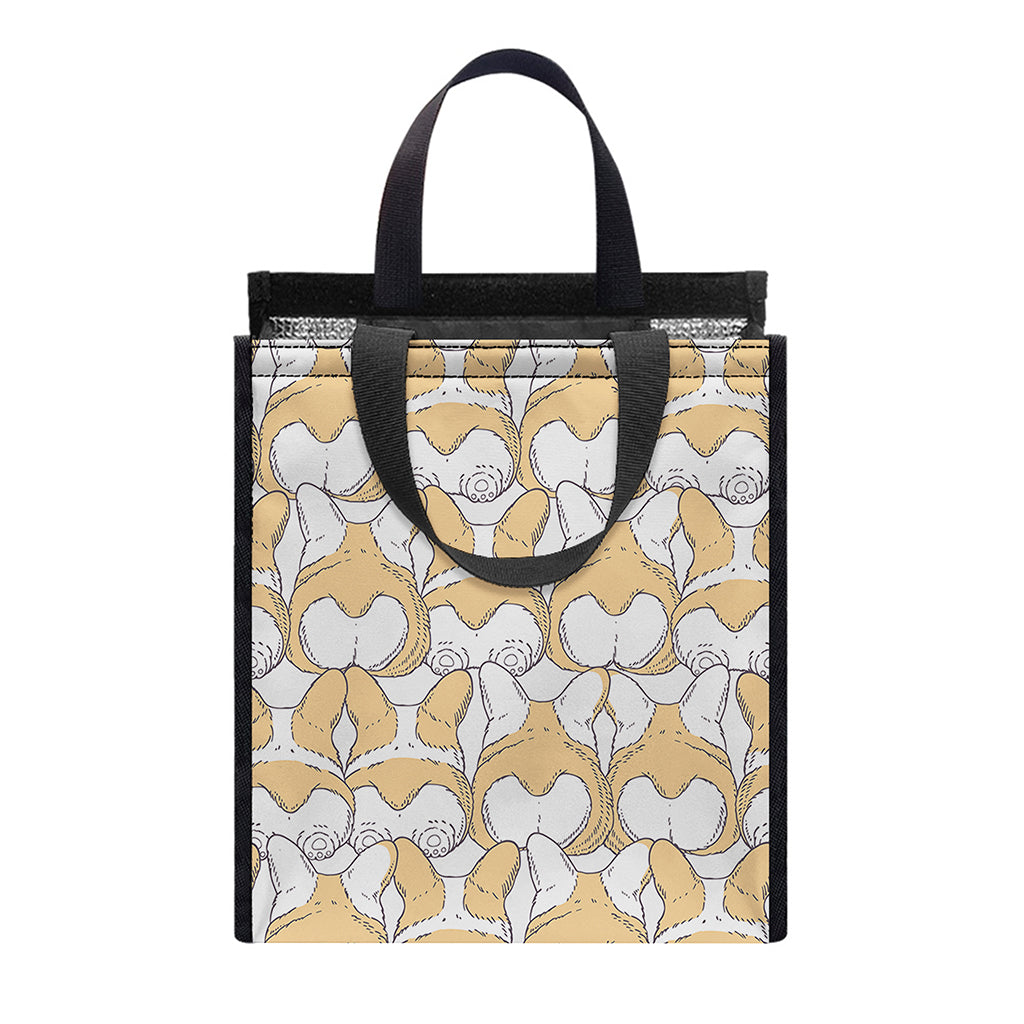 Corgi Butt Pattern Print Insulated Lunch Tote