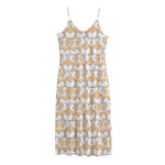 Corgi Butt Pattern Print Jersey Midi Cami Dress