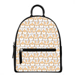 Corgi Butt Pattern Print Leather Backpack