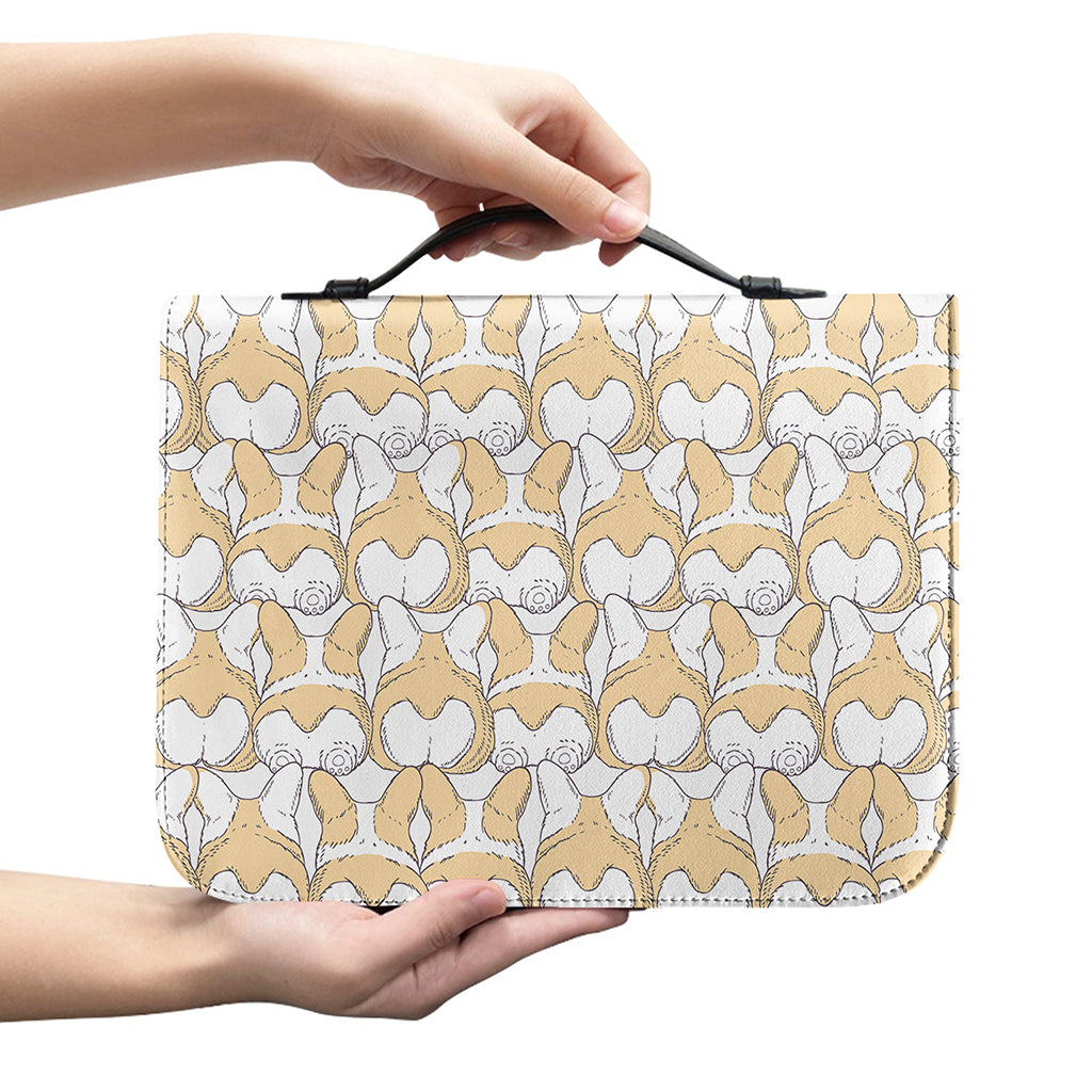 Corgi Butt Pattern Print Leather Bible Cover
