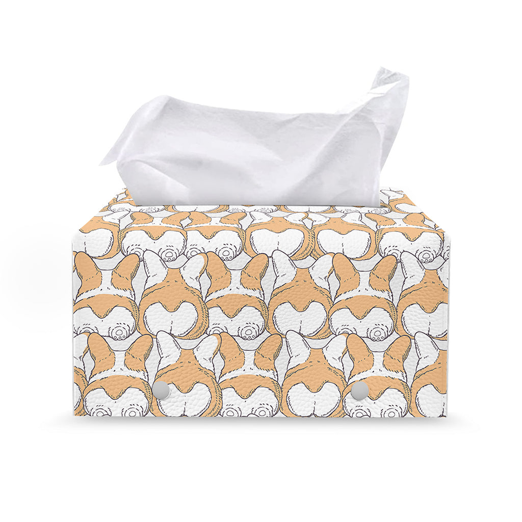 Corgi Butt Pattern Print Leather Tissue Box Cover