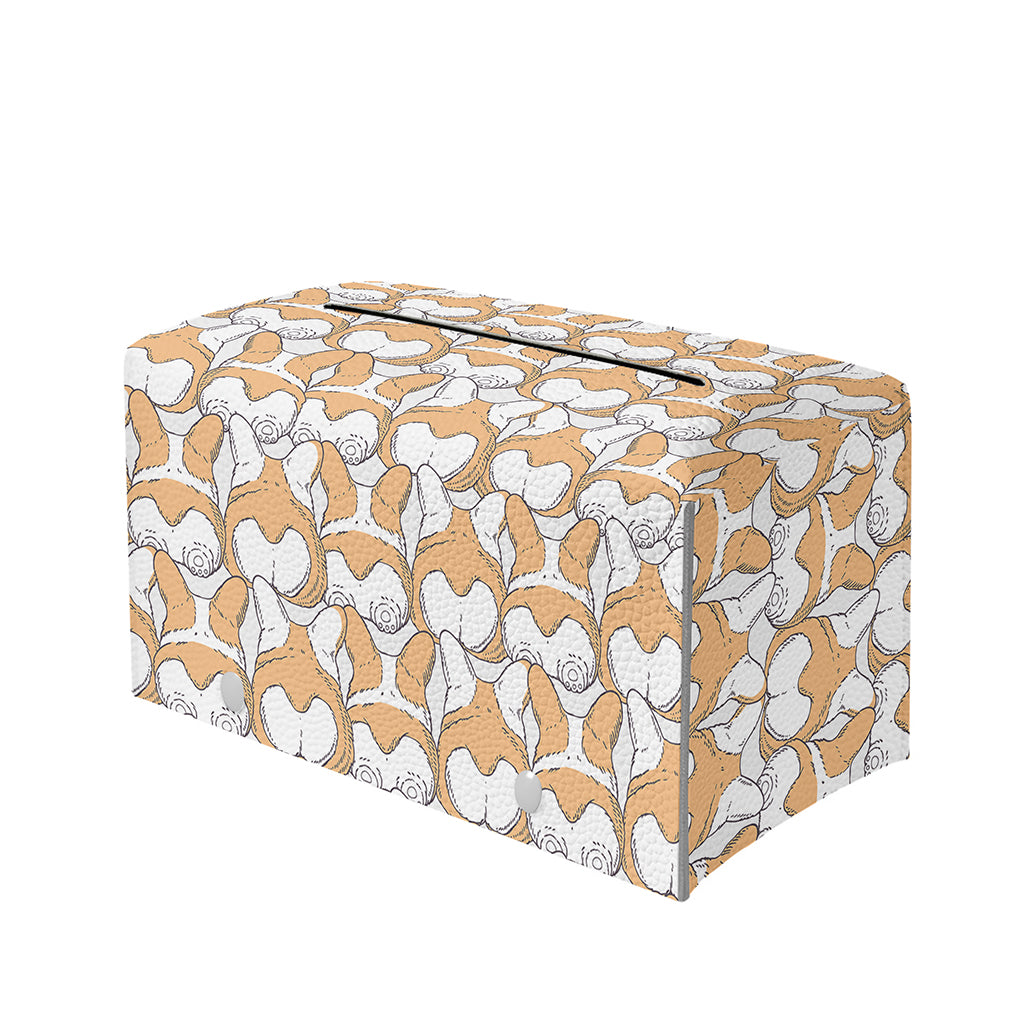 Corgi Butt Pattern Print Leather Tissue Box Cover