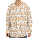 Corgi Butt Pattern Print Long Sleeve Baseball Jersey