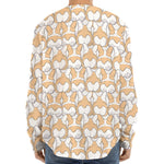 Corgi Butt Pattern Print Long Sleeve Baseball Jersey