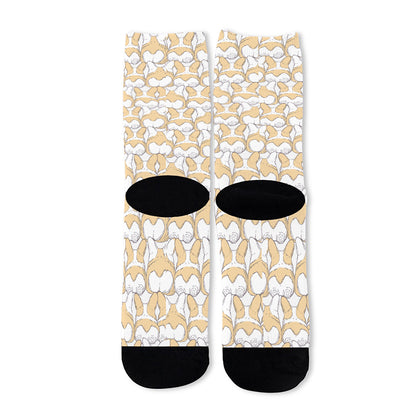 Corgi Butt Pattern Print Long Socks