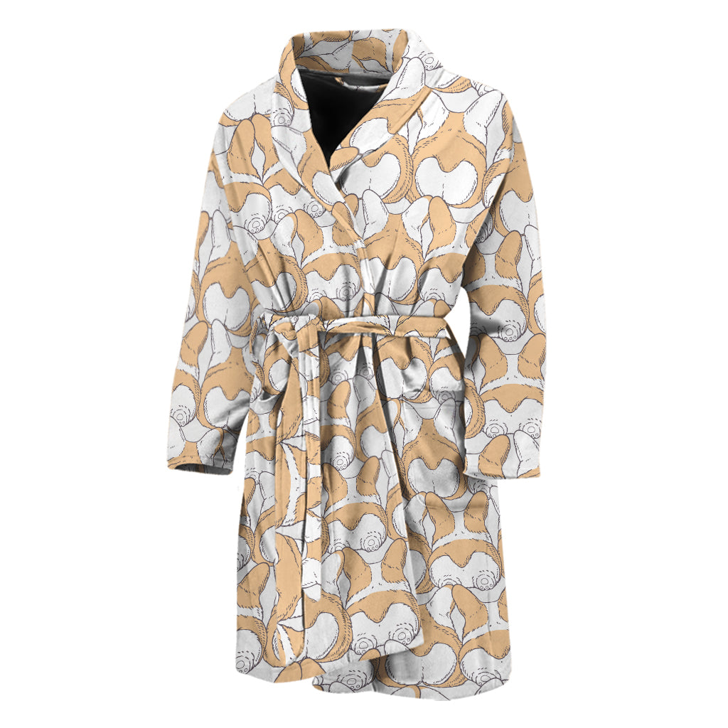 Corgi Butt Pattern Print Men's Bathrobe