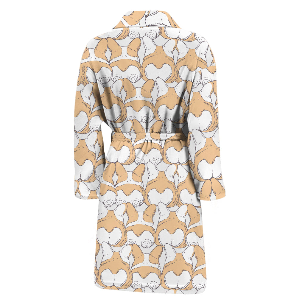 Corgi Butt Pattern Print Men's Bathrobe