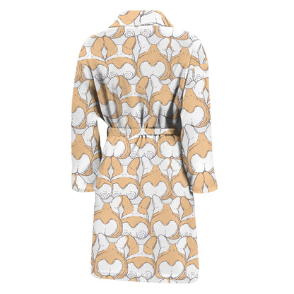 Corgi Butt Pattern Print Men's Bathrobe