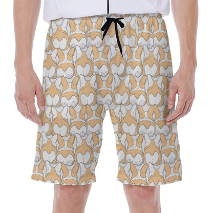 Corgi Butt Pattern Print Men's Beach Shorts