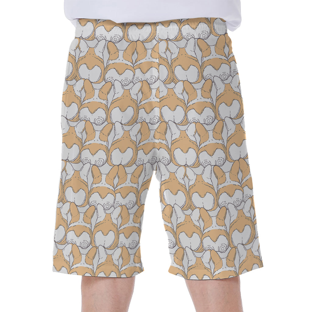 Corgi Butt Pattern Print Men's Beach Shorts