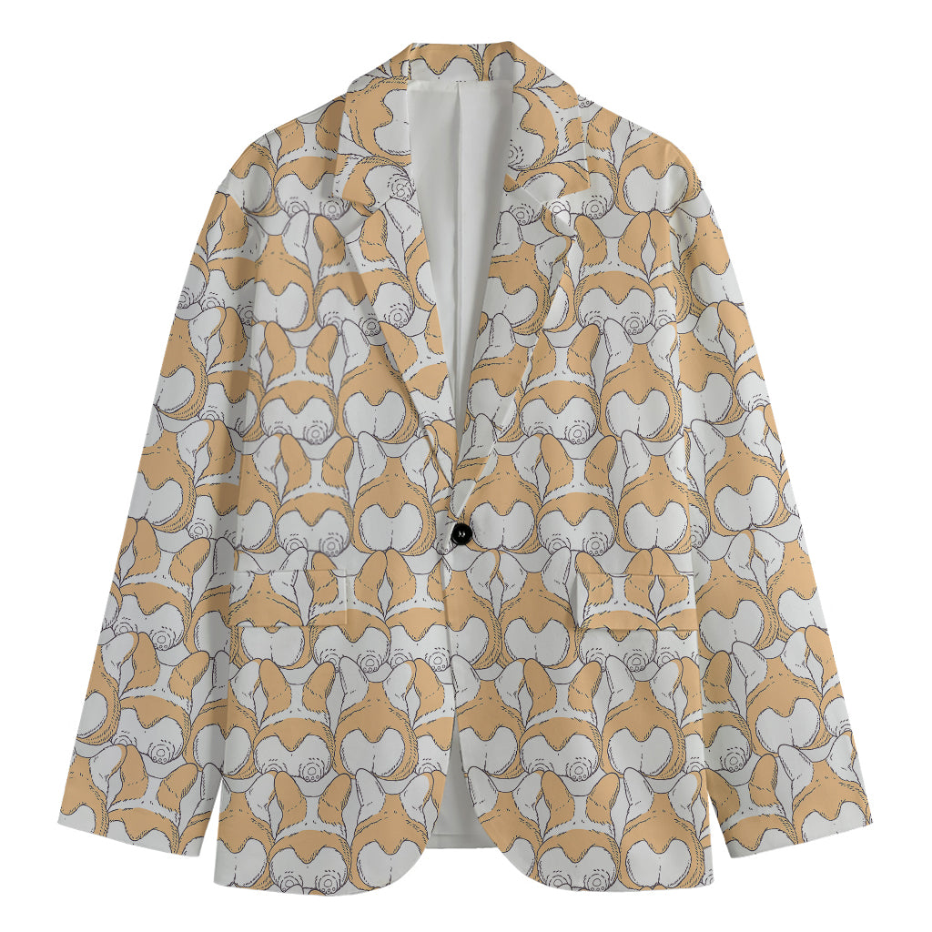 Corgi Butt Pattern Print Men's Blazer
