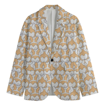 Corgi Butt Pattern Print Men's Blazer
