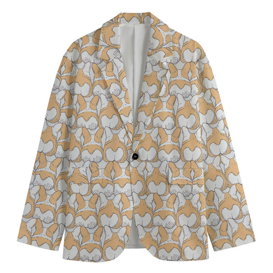 Corgi Butt Pattern Print Men's Blazer