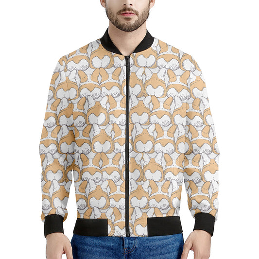 Corgi Butt Pattern Print Men's Bomber Jacket