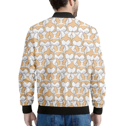 Corgi Butt Pattern Print Men's Bomber Jacket