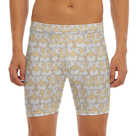 Corgi Butt Pattern Print Men's Long Boxer Briefs