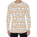 Corgi Butt Pattern Print Men's Long Sleeve T-Shirt