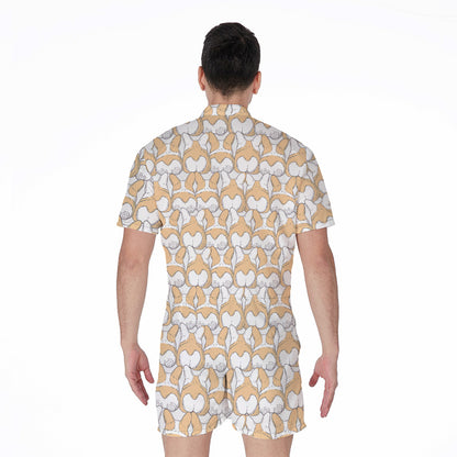 Corgi Butt Pattern Print Men's Rompers
