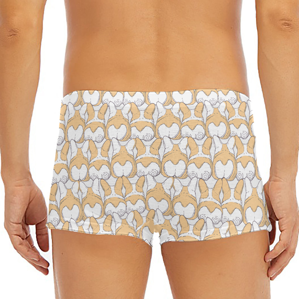 Corgi Butt Pattern Print Men's Short Boxer Briefs