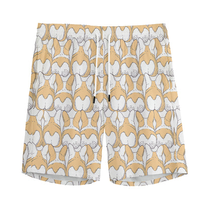 Corgi Butt Pattern Print Men's Sports Shorts