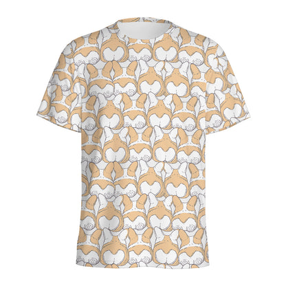 Corgi Butt Pattern Print Men's Sports T-Shirt