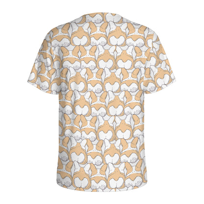 Corgi Butt Pattern Print Men's Sports T-Shirt