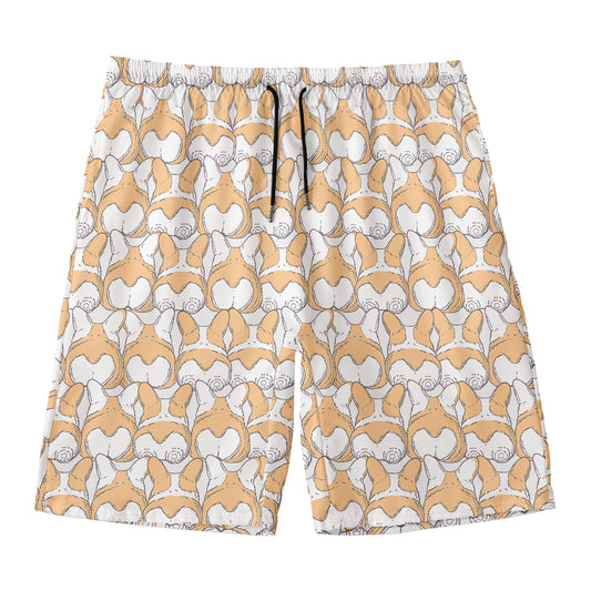Corgi Butt Pattern Print Men's Swim Trunks